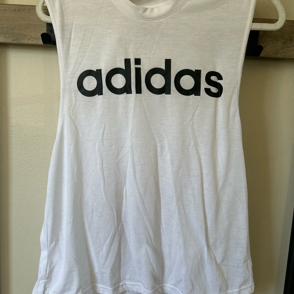 Adidas White Sleeveless Tank Top